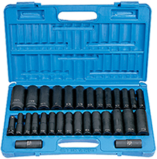 Grey Pneumatic 1512DM 1/2" drive 30pc. DEEP socket set - SAE & METRIC