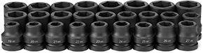 Grey Pneumatic 9026M 1" drive 26 piece impact socket set - metric