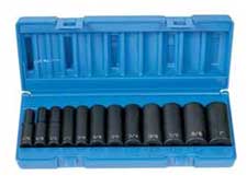 Grey Pneumatic 1213D 3/8" Drive SAE deep socket set