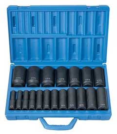 GP 1/2" Drive 19 piece SAE deep socket set