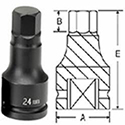 Grey Pneumatic hex impact socket - METRIC